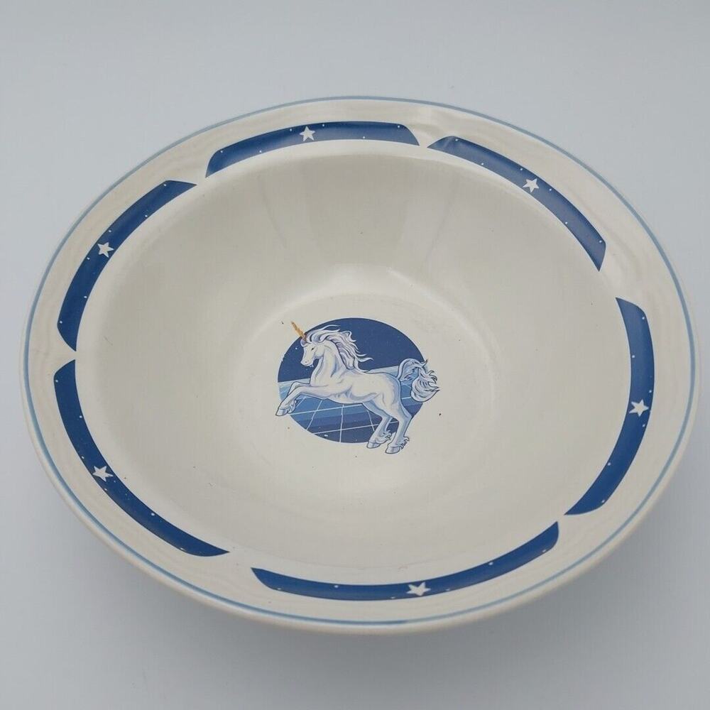 Tienshan Blue Unicorn Soup Salad Bowls‎ Stoneware Replacement Vtg